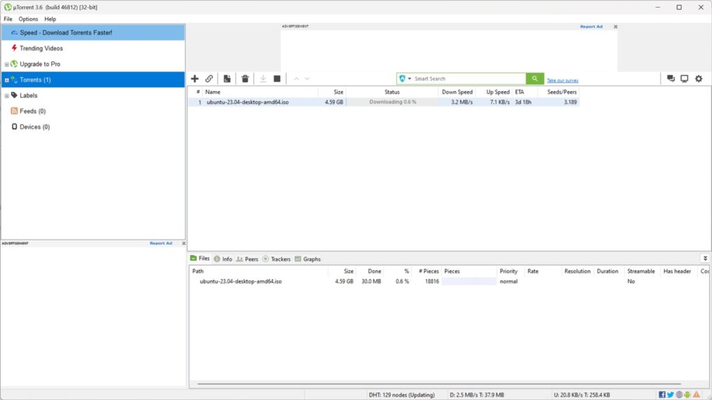 برنامج uTorrent - لقطة شاشة 4